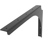 Iron Supports Universal Heavy-Duty Commercial Bracket - Industrial Support Brackets - Steel Mounting Bracket for Shelves, Vanities, Buffets, Desks (Matte Black - 21" Deep x 15" High, Right Hand)