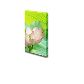 Canvas Prints Wall Art - Blossoming Lotus Flower with Green Lily Pad | Modern Wall Decor/Home Decoration Stretched Gallery Canvas Wrap Giclee Print. Ready to Hang - 12" x 18"