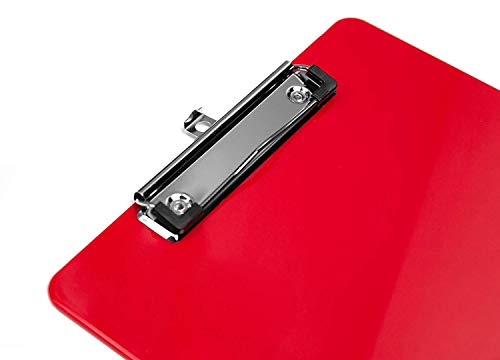 Plastic Clipboards (Set of 6) Multi Pack Clipboard (Red) Strong 12.5 x 9 Inch | Holds 100 Sheets! Acrylic Clipboards with Low Profile Clip | Cute Clip Boards Board Clips (Red) - Thumbnail 2