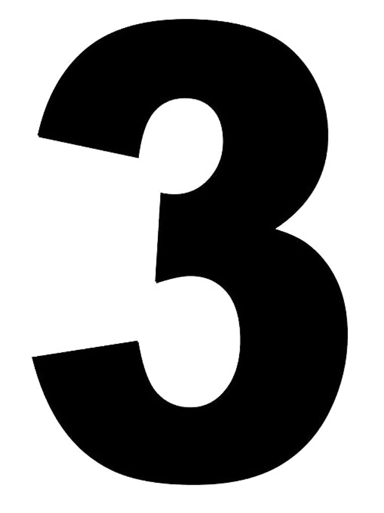 Merriway BH04027 (4 Pcs) Black Vinyl Stick-On Wheelie Bin Post Box Crate Dust Bin Numbers 75mm (3 inch) Number 3 - Pack of 4 Pieces