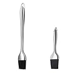 GP Life BBQ/Grill Basting Brush And Pastry Brush,Stainless Steel Handle With Silicone Bristles,Set Of 2 Size-12Inch/7.5 Inch