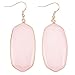 Top Plaza Womens Fashion Natural Rose Quartz Crystal Gemstone Ear Hook Water Drop Ear Pendant Dangle Earring