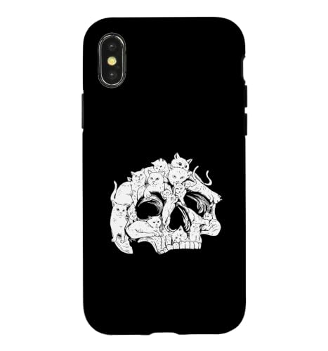Cute Black Cat Skull Kitty Skeleton Scary Halloween Costume Case for iPhone X/XS