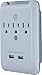 GE Pro 3-Outlet Extender with 2 USB Ports, Surge Protector, Charging Station Wall Tap, Protected Indicator LED, 3-Prong, 540 Joule, 2.4 AMP/10 Watt, UL Listed, White, 33646