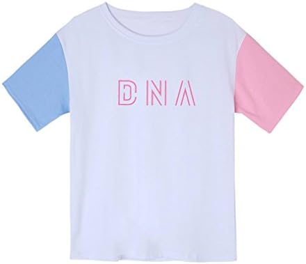 Fashionoly Harajuku Women T-Shirt Kpop Tshirt Patchwork BTS DNA Cotton Tops Tees
