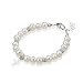 Christening White Cultured Fresh Water Pearls with Sterling Silver Cross Luxury Keepsake Unisex Baby Bracelet (BFWCD_S)