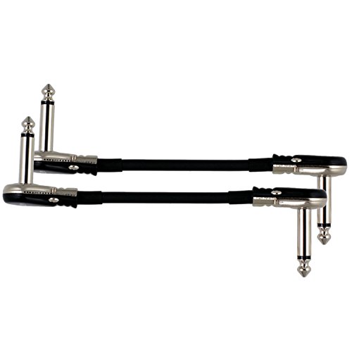 2-Pack 6" S-Shape Castline Silver Mogami 2319 Guitar Pedal Board Patch Cable TS Low Profile Pancake Connector