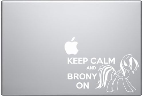Keep Calm and Brony on Rainbow Dash - White Decal for Macbook, Laptops, or Cars