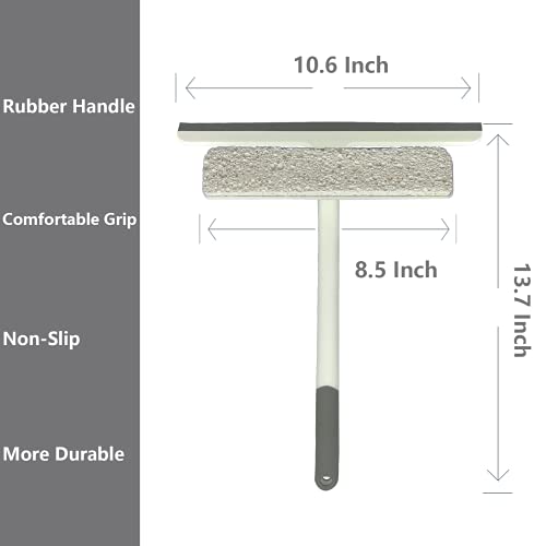Neilgo 2 in 1 Shower Squeegee for Shower Glass Door Window Cleaning Kit 10.6 Inch All-Purpose Silicone Squeegee with Sponge for Bathroom Windows , Kitchen and Car Glass（White