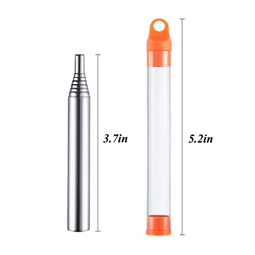 Terberl 6 Pieces Collapsible Stainless Steel Fire Bellow, Collapsible Outdoor Blow Fire Tube for Picnic Camping Hiking