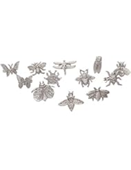 Botanical Assorted Napkin Rings Set of 12, Insect Family Napkin Holders, Napkin Rings Bulk for Party Decoration, Dinning Table, Everyday, Family Gatherings - A great Tabletop DÃ©cor - Silver