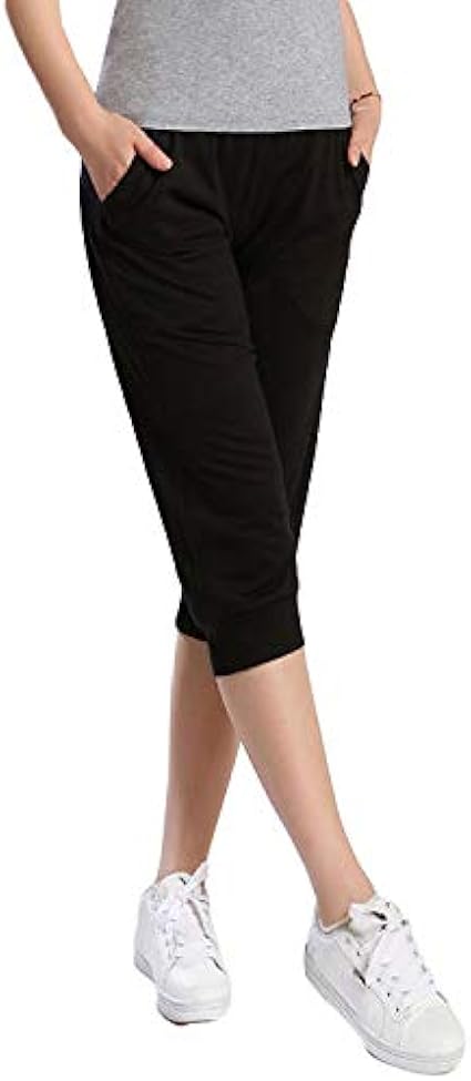Amazon Zhongjue ジュージェン レディース スウェット 短パン 薄手 夏 膝丈 無地 クロップドパンツ コットン 韓国ファッション カジュアル ハーフパンツ ショートパンツ 通販