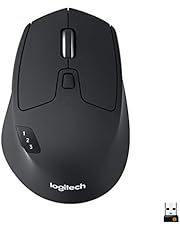 Logitech M720 Triathlon Multi-Device Wireless Mouse, Bluetooth, USB Unifying Receiver, 1000 DPI, 8 Buttons, 2-Year Battery, Compatible with Laptop, PC, Mac, iPadOS - Black