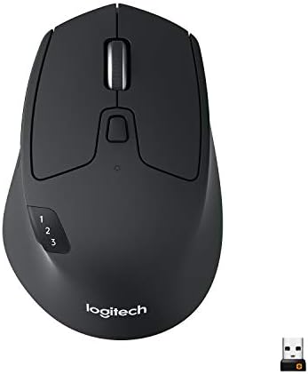 Logitech M720 Triathlon Wireless Mouse, Bluetooth, USB Unifying Receiver, 1000 DPI, 6 Programmable Buttons, 2-Year Battery, Compatible with Laptop, PC, Mac, iPadOS - Black