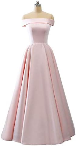 Prom Dresses off the Shoulder Evening Dresses Satin Party Dress A-Line Long with Pocket Formal Gown…