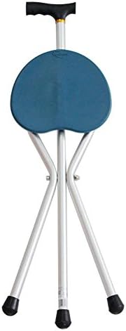 YCD Drive Folding Tripod Cane With Seat Stability Walking Stick Tri-Pod Stool Handle , days blue