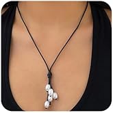 Octwine Dainty Vintage Y Shaped Choker Neckalce Black Leather Pearl Necklace Bohemian Simple Party Prom Necklace Elegant Chain Minimalist Neckalce for Women