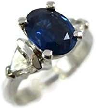 2.0CT TRILLION DIAMOND &amp; AAA OVAL SAPPHIRE 14KT WHITE GOLD OVAL ENGAGEMENT RING #20674