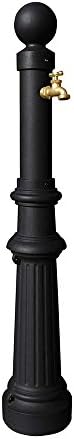 Qualarc FPST-PERM-804-BL Cast Aluminum Faucet Post (Permanent Mount) with Fluted Base and Ball Finial, Black, Ships in 2 boxes