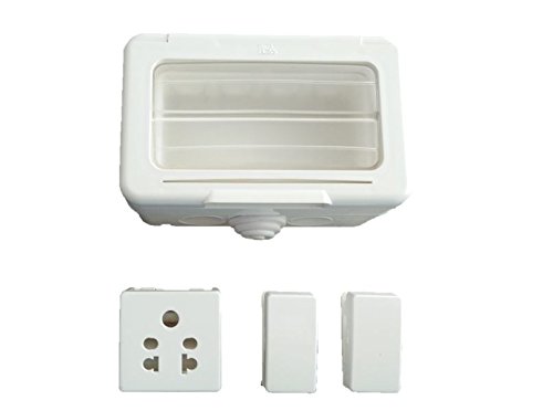 C&S Electric 4 Module Waterproof Gang Box With Two 6A Switch And One 6A Socket. Use In Roof Top Lighting, Garden Lighting Etc. To Protect Shock.