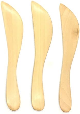 3 Pcs Wooden Knife Bread, Beakery, Butter, Jam Spreader Knives Small Spatula Red Wood, Thailand, By WADSUWAN SHOP.