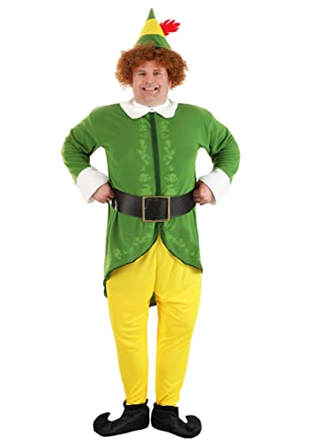 Plus Size Buddy The Elf Costume for Adult Men - 4 Pc Christmas Elf Costume with Hat & Belt - Elf Cosplay Suit 2X at Amazon