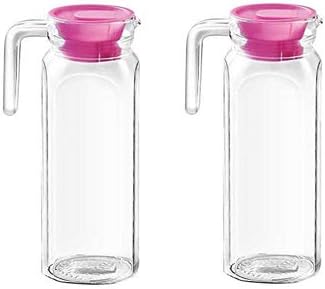 Frabjous Clear Glass Classical Octagonal Water Jug, 1300 ml, Set of 2