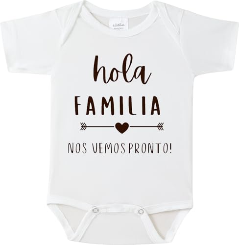 BIBIBLISSBABY Hola Familia Nos Vemos Pronto Pregnancy Reveal Infant Bodysuit,0-3 Months Baby Announcement Onesie
