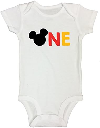 Mickey Mouse 1 Year Old Bday Gift Outfit Tee Onesie Bodysuit “One Birthday Onesie Gift