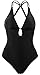 SOCIALA Sexy One Piece Bathing Suits for Womens Strappy Swimsuits Lace up Monokinis Black Medium