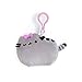 GUND Pusheen with Bow Cat Plush Stuffed Animal Backpack Clip, Gray, 4.5
