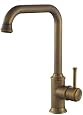 Hiendure Antique Brass Single Hole Kitchen Or Bathroom Faucet - Long Curve Spout Mixer Tap With Ceramic Valve - View #7