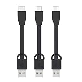 Short USB C to USB A, Type-C Charger Cable Cord PowerLine Keychain 3 Inches Fast Charging Cord Compatible with Samsung Galaxy S9 S8 Note 8, Pixel,Nintendo Switch, OnePlus 5 3T (3 Packs) (Type-C Black)