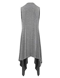 FIRERO blusa de mujer sin mangas, con dobladillo irregular, abierta, tipo cárdigan