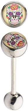 Sugar Skull Tongue Ring