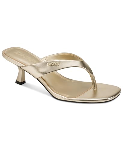 DKNY Women's Mackey Thong Flip Flop Heel, Platino, 6