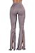 COCOLEGGINGS Womens Eyelet Strappy Lace Up Back Palazzo Bell Bottom Pants