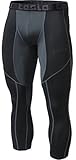 TSLA TM-MUC78-BKH_Medium Men's Mesh-Panel Compression 3/4 Capri Baselayer Cool Dry Sports Tights MUC78