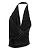LE3NO Womens Lightweight Sexy Low Cut Halter Top with Stretch,Medium,L3NWT371_BLACK