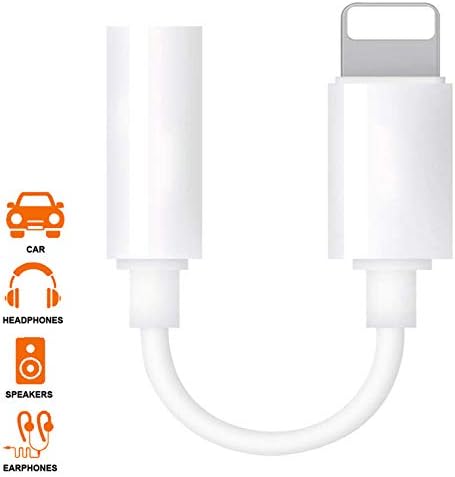Headphone Jack Adapter for iPhone, 3.5mm Earphone Adaptor for iPhone Xs/Xs Max/XR/ 8/8 Plus/X (10) / 7/7 Plus, Audio Splitter Accessories Music Aux Adapter Headphone Dongle 3.5mm Earbud Cable - White