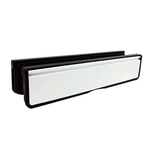 TSS Letterplate 12" in White, Telescopic Sleeved Letter Box for uPVC Doors with 40mm to 80mm Thickness. 12 Inch Letterbox for upvc Doors in White