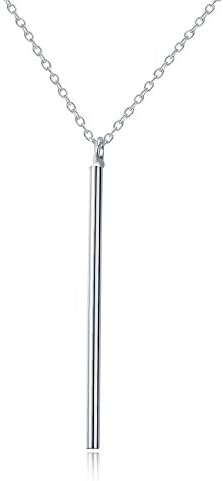 Florensi Sterling Silver Thin Minimalist Bar Necklace - 925 Silver Simple Vertical Bar Necklaces for Women (sterling-silver)