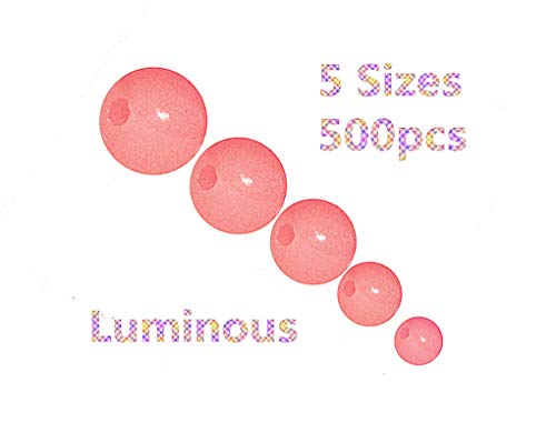 Toasis Luminous Glow Soft Plastic Fishing Beads 5 Sizes 500pcs (Red)