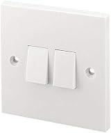 RED/GREY 2 Gang 2 Way Light Switch Pattress Back Box Internal Matt White view 4