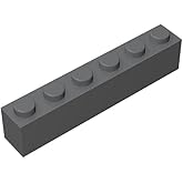 Classic Bulk Brick Block 1x6, 100 Piece Dark Grey Brick 1x6, Compatible with Lego Parts and Pieces 3009, Creative Play Set - Compatible with Major Brands(Colour:Dark Grey)