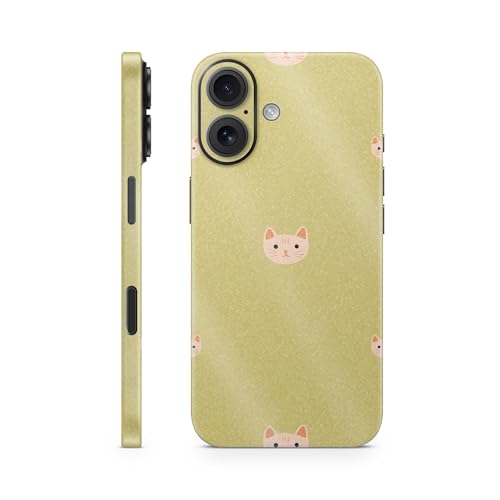 Glossy Glitter Phone Skin Compatible with Apple iPhone 16 - Cat Grid - Premium…