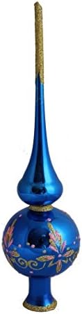 Christmas Tree Topper "Ariadne" Blue, Glass, 10 inch, Hand-blown and hand-painted