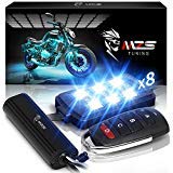 MZS LED Light Kit Multi-Color Neon RGB Strips Wireless Remote Controller for ATV UTV Cruiser Harley Davidson Ducati Suzuki Honda Triumph BMW Kawasaki Yamaha (Pack of 8)