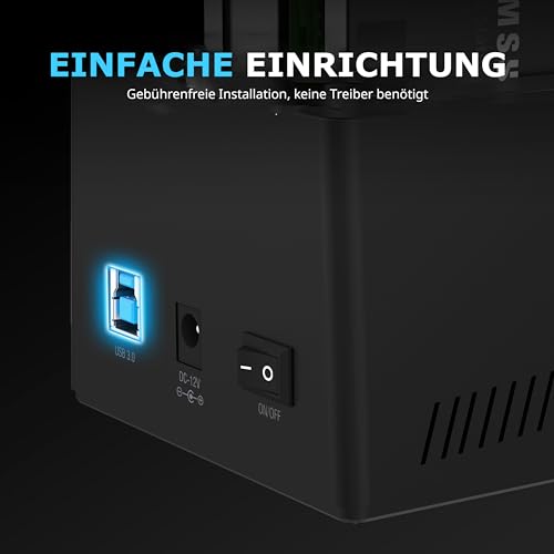 Sabrent USB 3.0 to SATA I/II/III Dual Bay External Hard Drive Docking Station for 2.5 or 3.5in HDD, SSD with Hard Drive Duplicator/Cloner Function [10TB Support] (EC-HD2B)