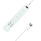 Power Strip Surge Protector with 4-Outlets 4 High Speed USB Charger Extension Cord 2000W/15A for iPhone 7/6/6s plus iPad Air Mini Samsung Smartphone Tablet Laptop(6Ft Cord,White) by M.owstoni